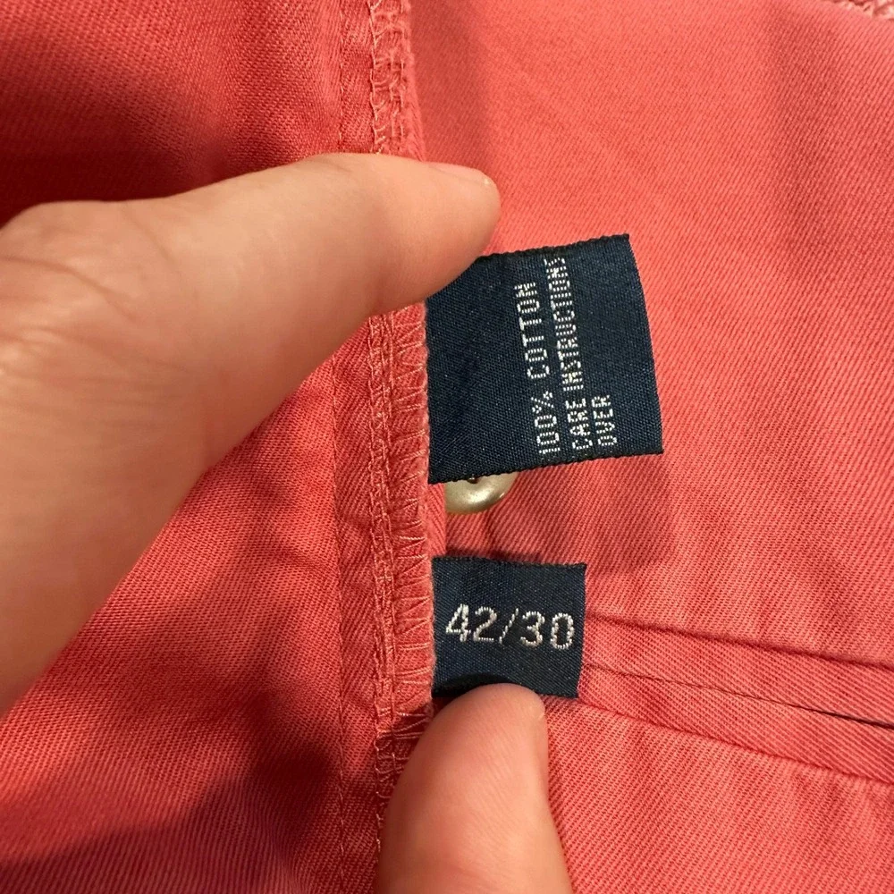 VINTAGE Polo Ralph Lauren Mens 42x30 Salmon Pink Chino Pants 100% Cotton Macau
